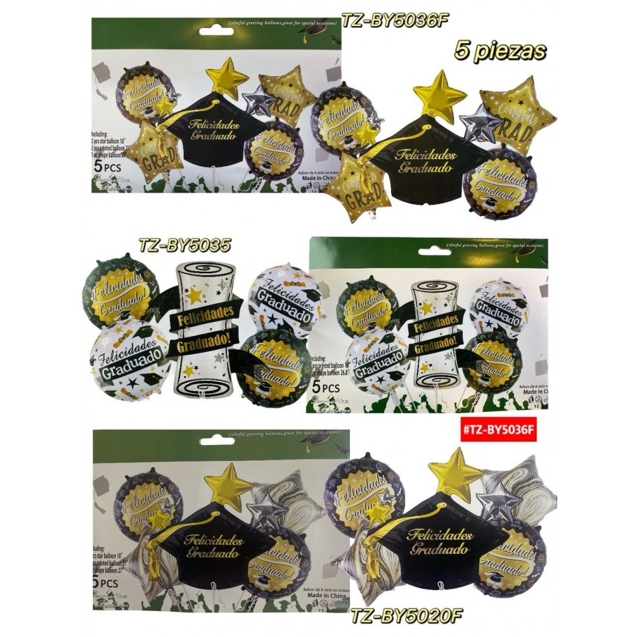 SET DE GLOBOS GRADUACION 5pcs  #TZ-BY5036F