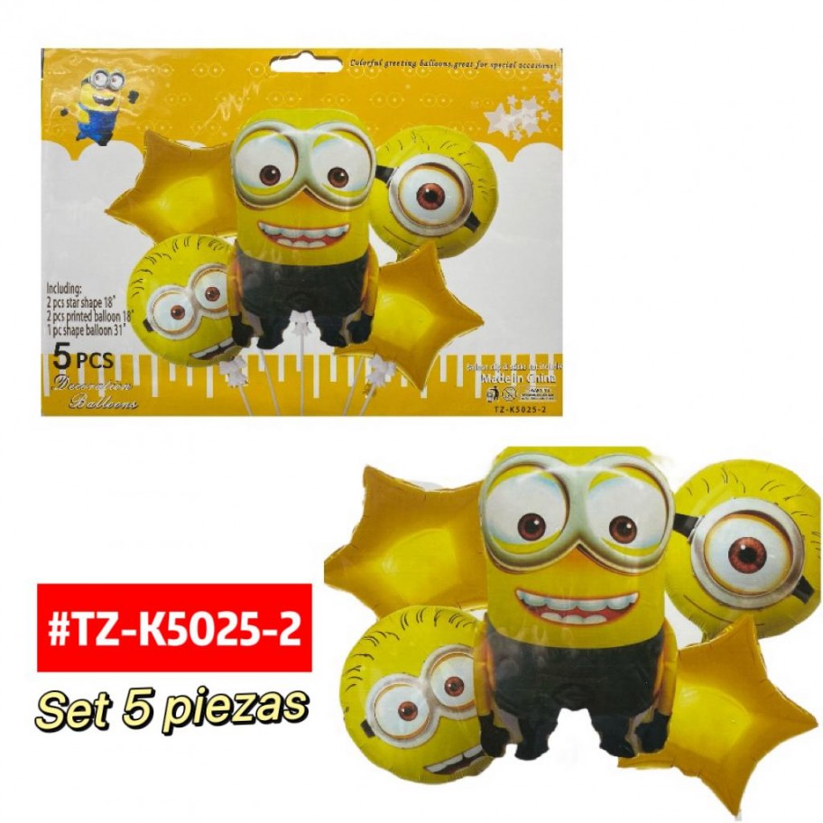 SET DE GLOBOS MINIONS 5pcs #TZ-K5025-2