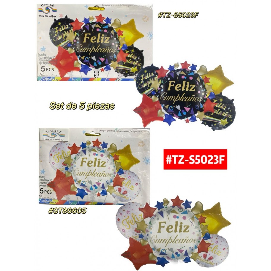 SET DE GLOBOS FELIZ CUMPLE 5pcs #TZ-S5023F