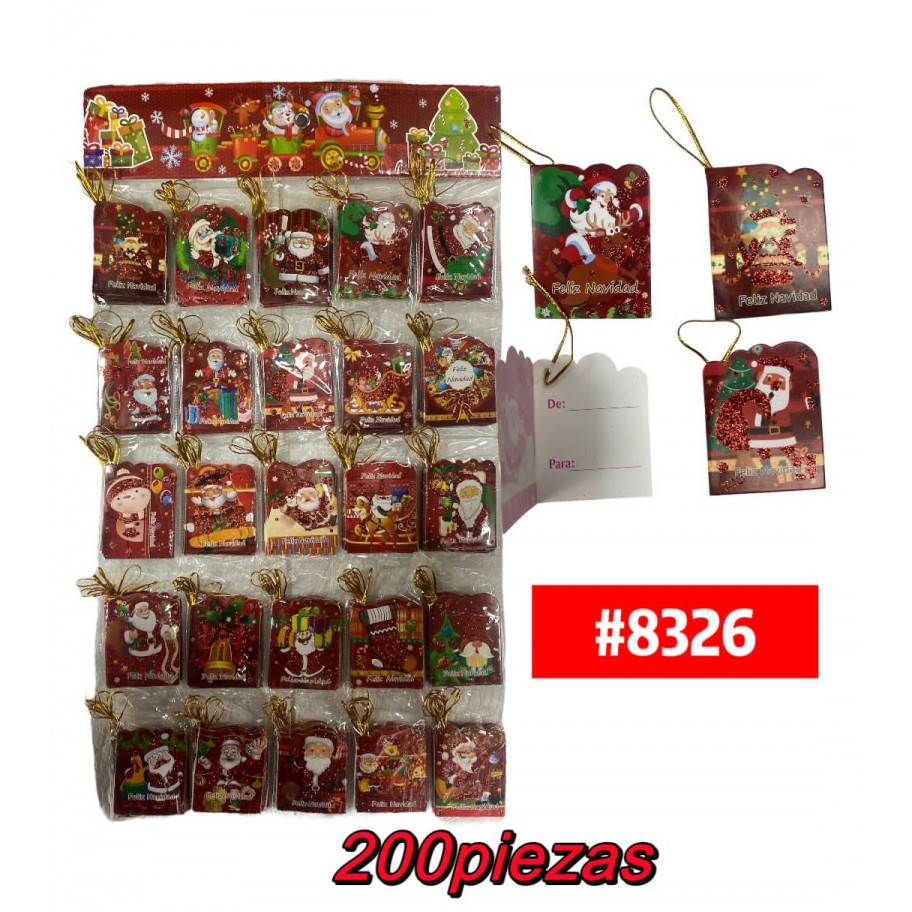 TARJETAS DE REGALO NAVIDEÑA 200uds #8326