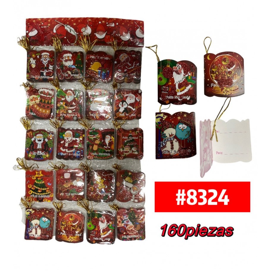 TARJETAS DE REGALO NAVIDEÑA 160uds #8324