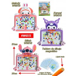 TABLERO DE DIBUJO MAGNETICO MELODY KUROMI STITCH #W6513
