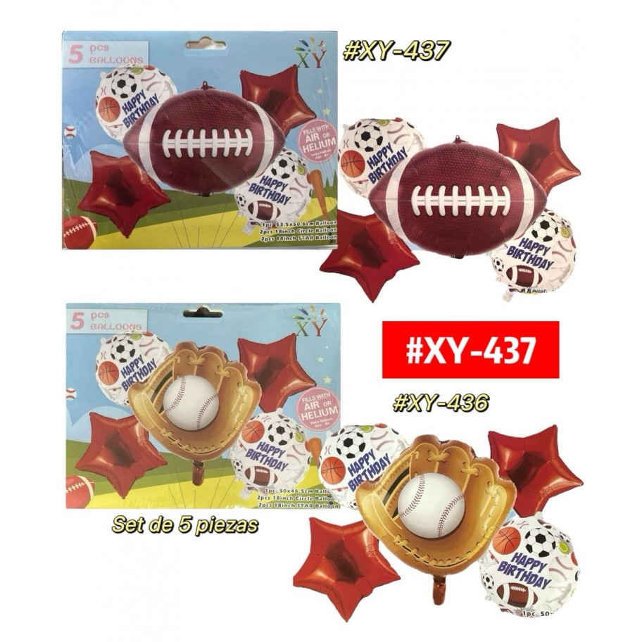 SET DE GLOBOS BALON AMERICANO/BEISBOL 5pcs #XY-437