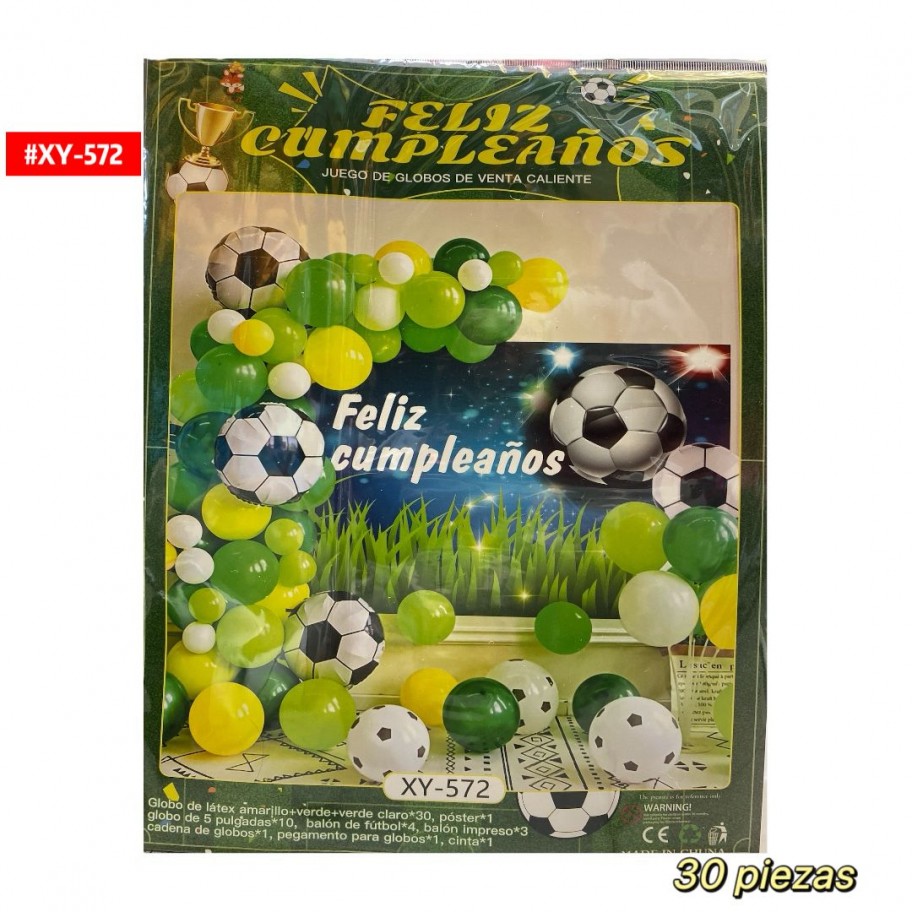 SET DE GLOBOS FELIZ CUMPLEAÑOS FUTBOL #XY-572
