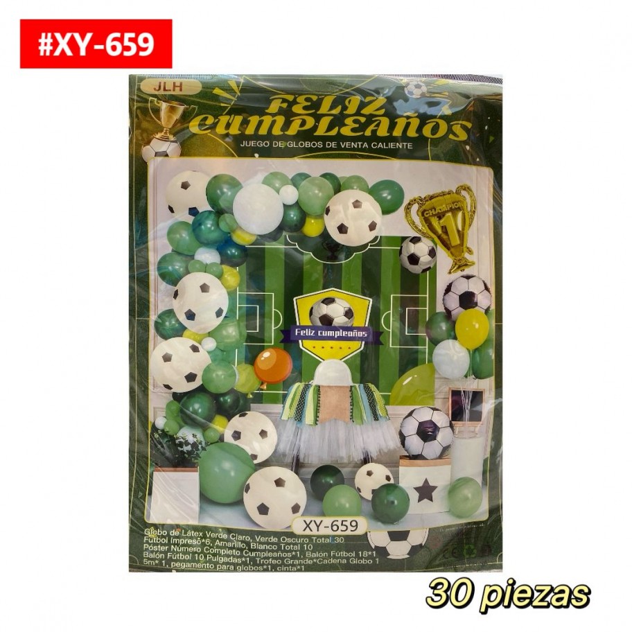 SET DE GLOBOS FELIZ CUMPLEAÑOS FUTBOL #XY-659