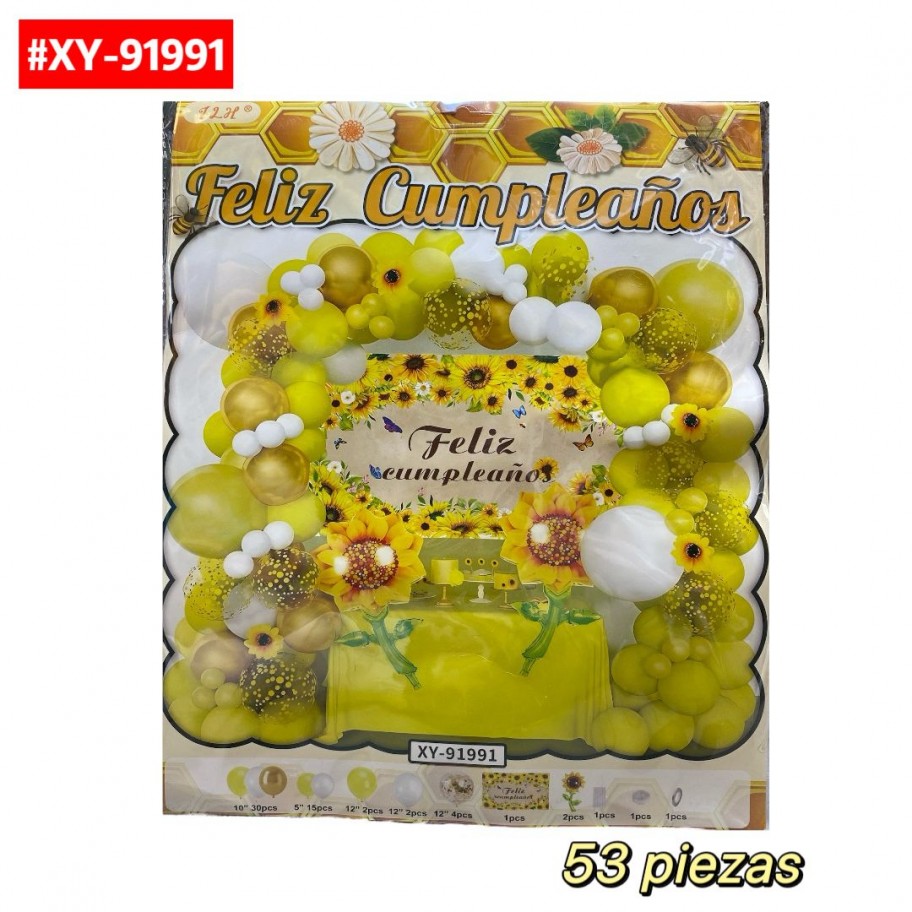 SET DE GLOBOS FELIZ CUMPLEAÑOS GIRASOL #XY-91991