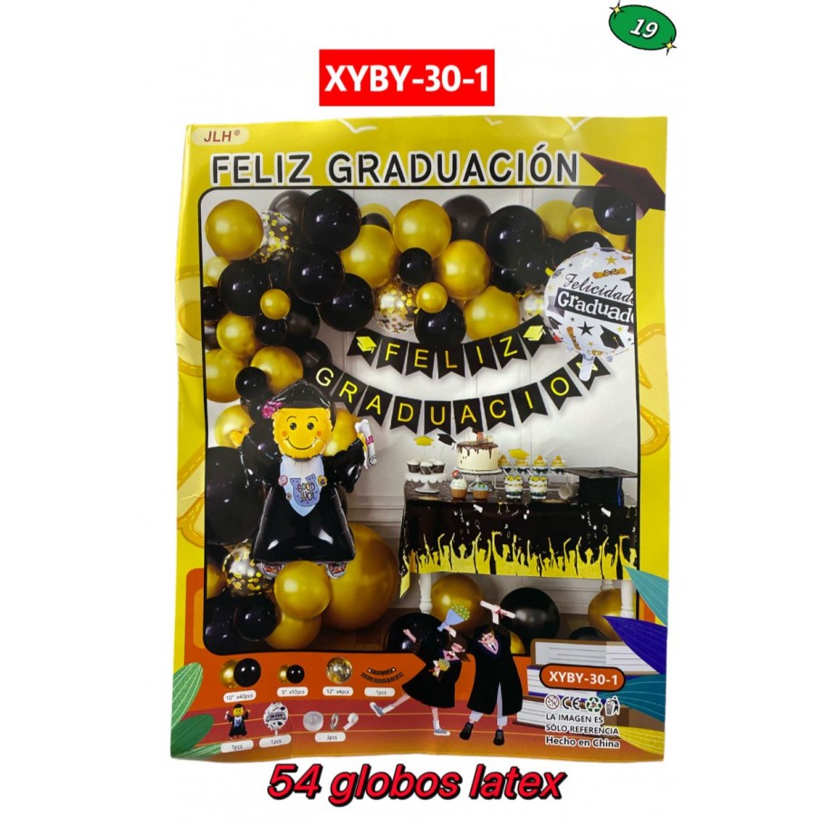 SET DE GLOBOS FELIZ GRADUACION #XYBY-30-1 P.U