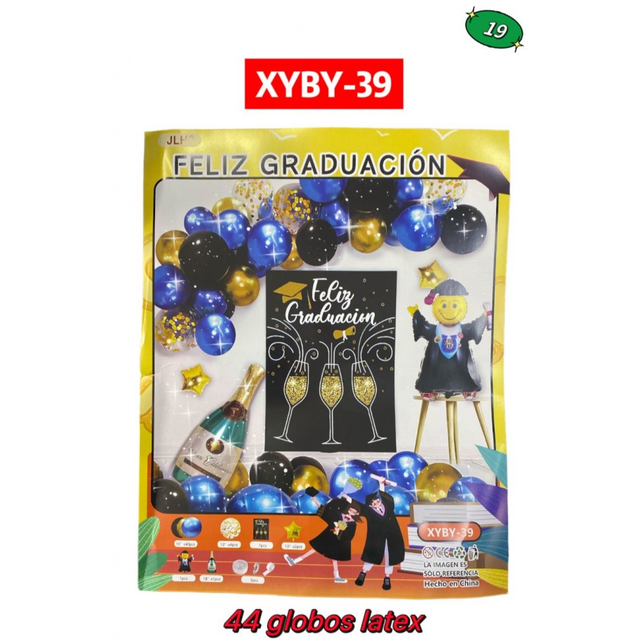 SET DE GLOBOS FELIZ GRADUACION #XYBY-39 P.U