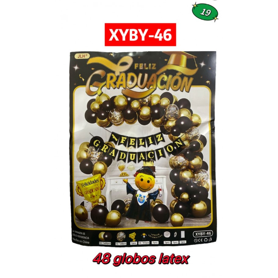SET DE GLOBOS FELIZ GRADUACION #XYBY-46 P.U