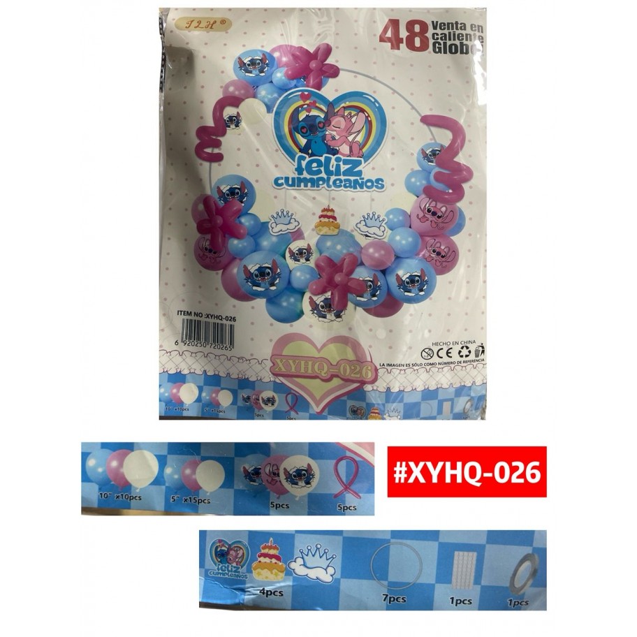 SET DE GLOBOS STITCH CON BASE #XYHQ-026
