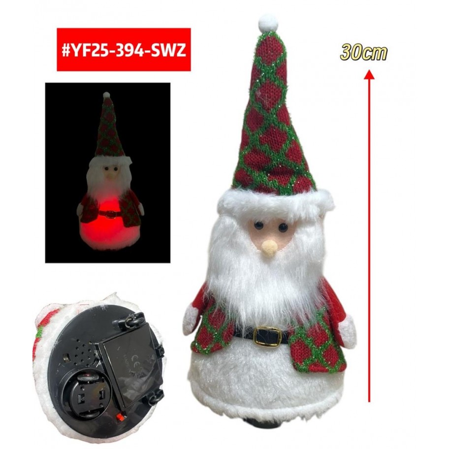 SANTA CON MUSICA Y LUCES 30cm #YF25-394-SWZ
