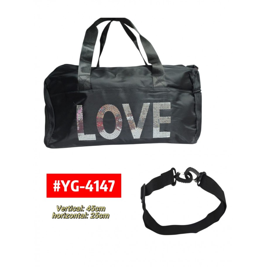 BOLSO VIAJERO LOVE LENTEJUELAS #YG-4147 P.U