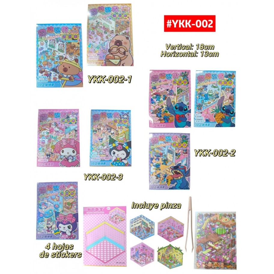 LIBRO CON ESCENAS 3D STICKERS #YKK-002 