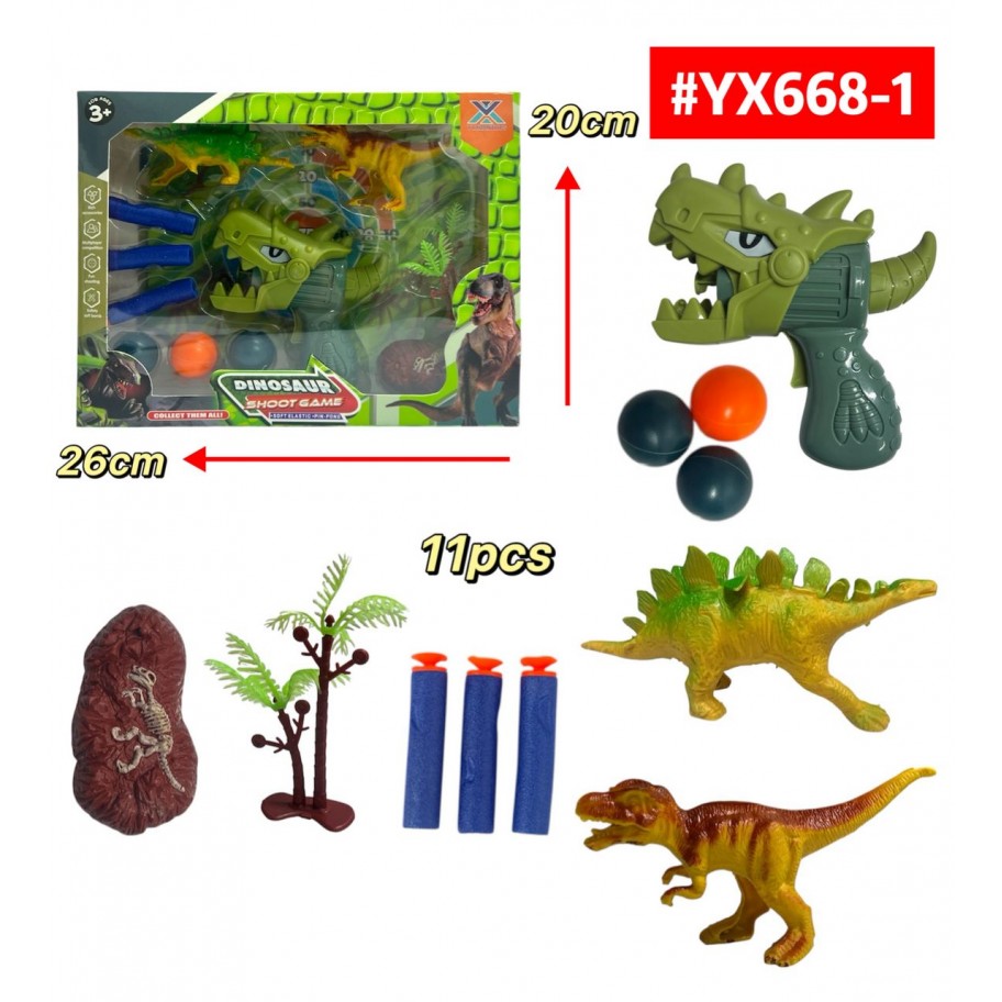 SET DE PISTOLA DINOSAURIO LANZA DARDOS 11pcs #YX668-1