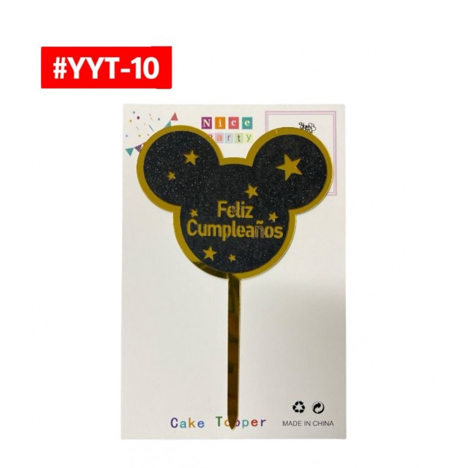 TOPPER FELIZ CUMPLEAÑOS MICKEY #YYT-10 P.U