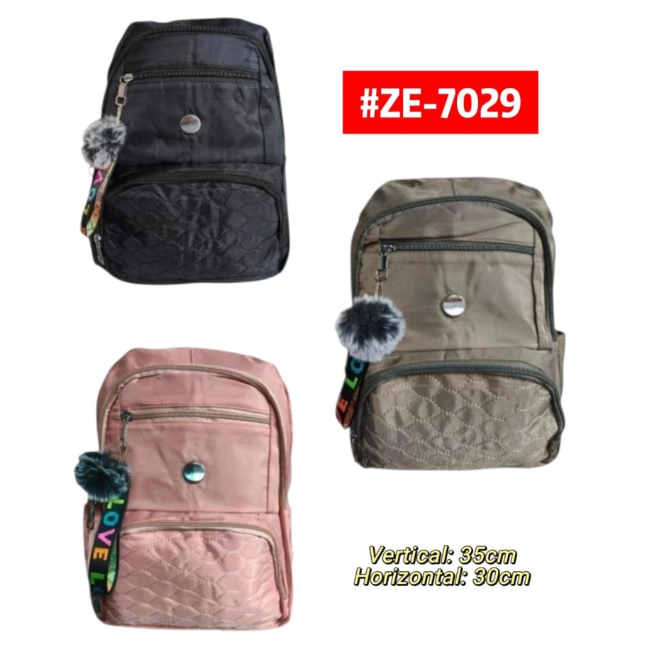 MORRAL UNICOLOR CON POMPON #ZE-7029 P.U