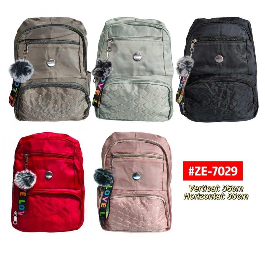 MORRAL UNICOLOR CON POMPON #ZE-7029 P.U