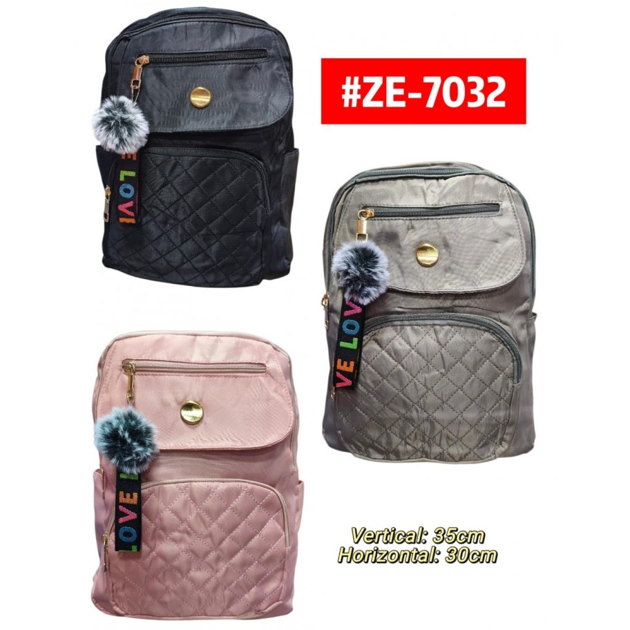MORRAL UNICOLOR CON POMPON #ZE-7032  P.U