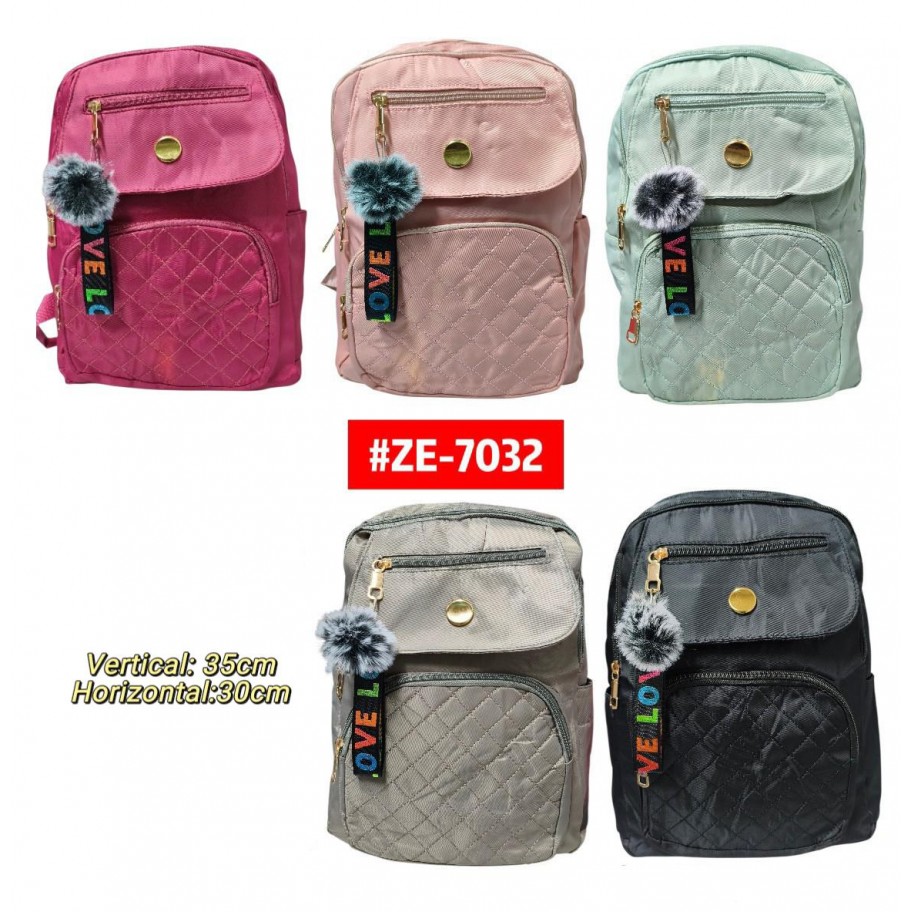 MORRAL UNICOLOR CON POMPON #ZE-7032  P.U
