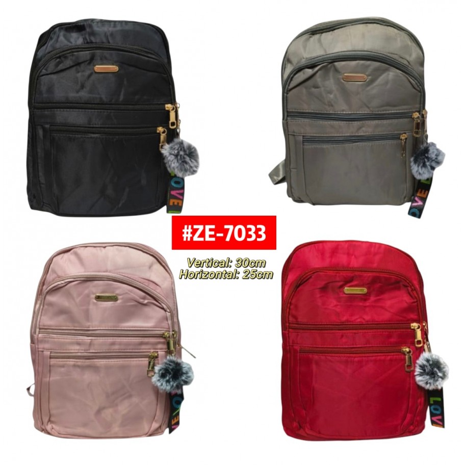 MORRAL UNICOLOR CON POMPON #ZE-7033 P.U