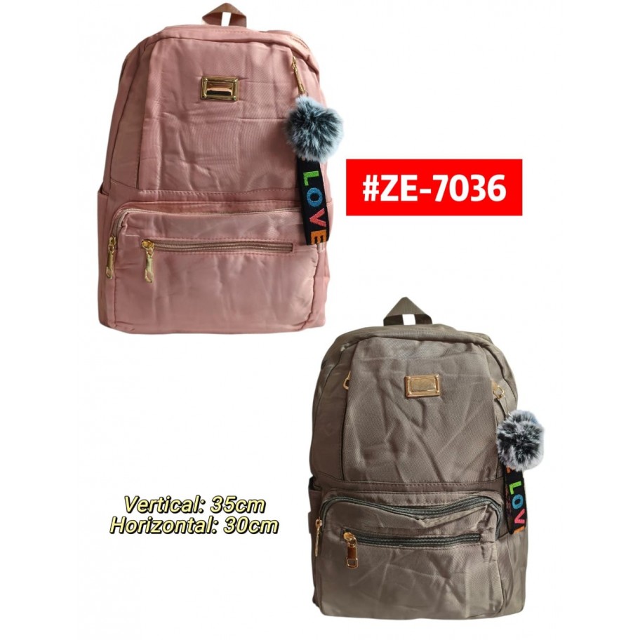 MORRAL UNICOLOR CON POMPON #ZE-7036 P.U