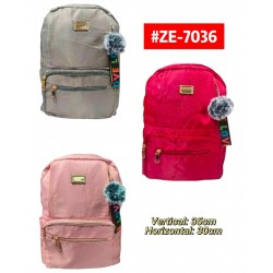 MORRAL UNICOLOR CON POMPON #ZE-7036 P.U