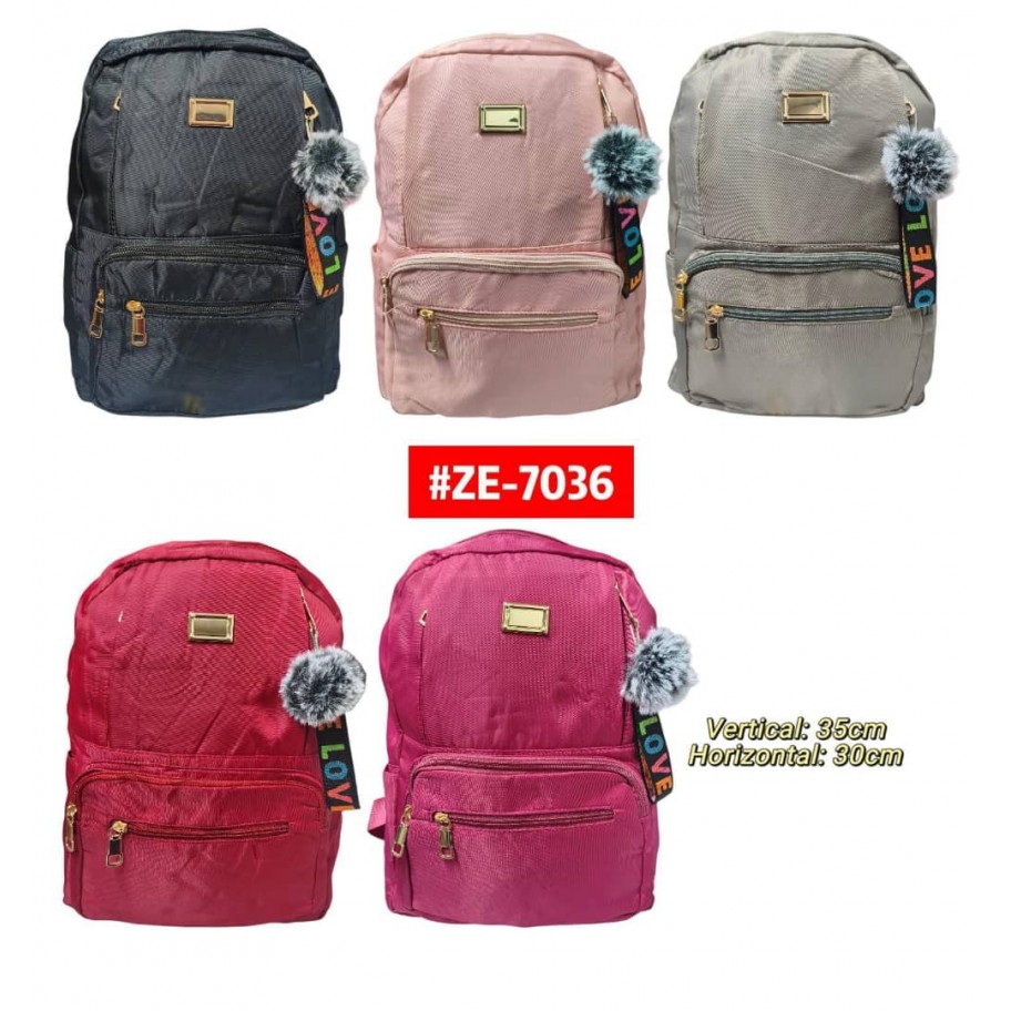 MORRAL UNICOLOR CON POMPON #ZE-7036 P.U