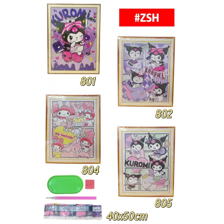 PINTURA DIAMANTE KUROMI MELODY 40x50cm #ZSH