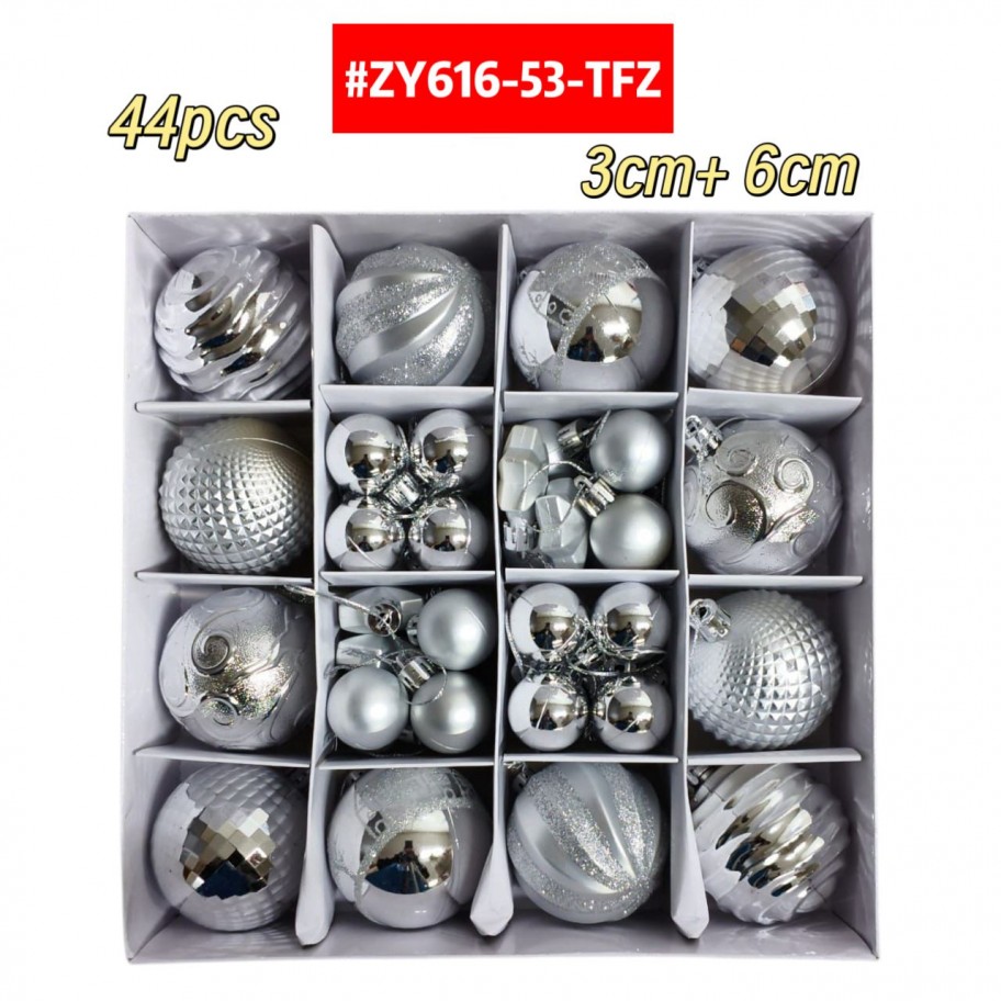 SET DE BAMBALINAS PLATEADAS 44pcs #ZY616-53-TFZ